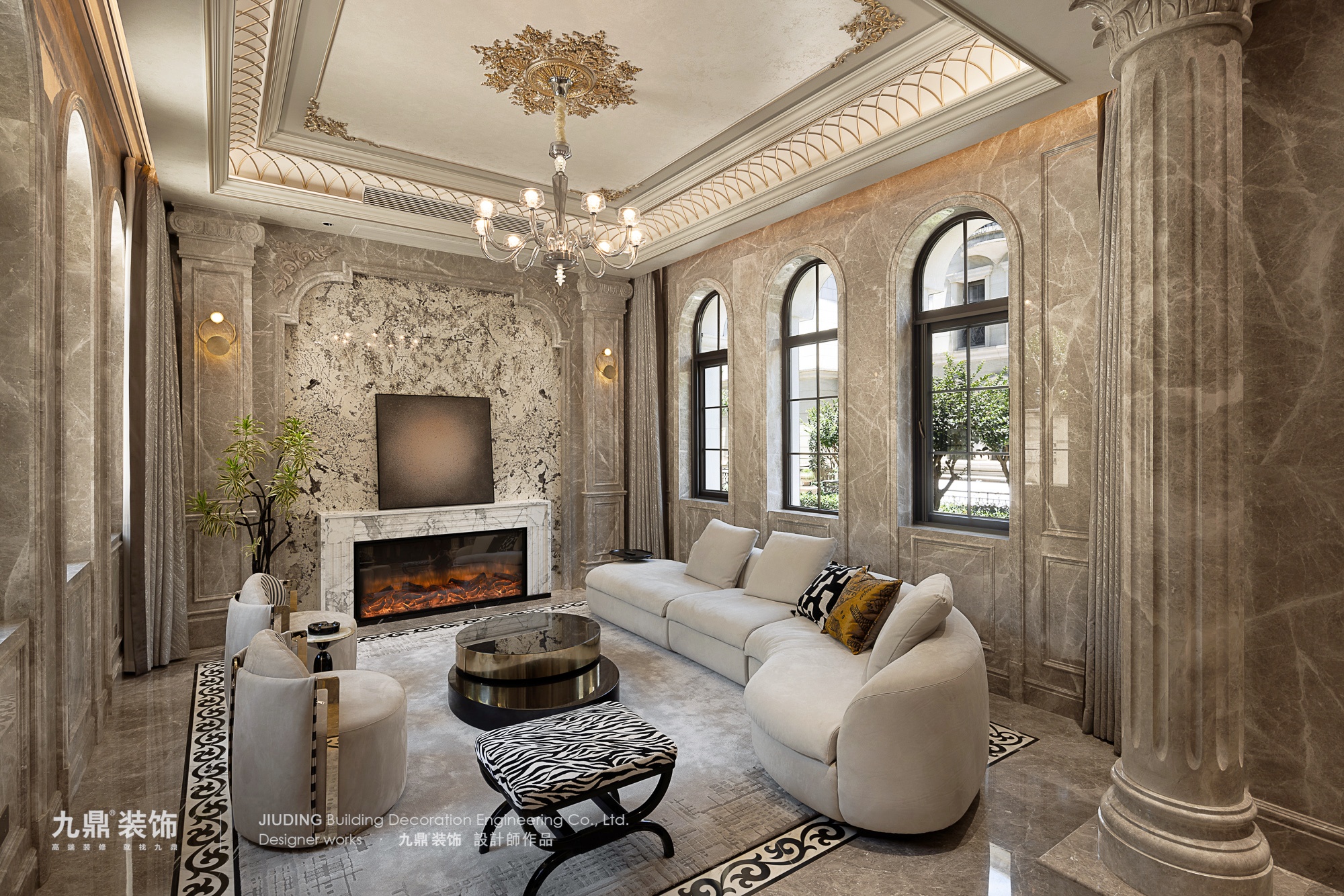 杭州昆仑府550㎡法式轻奢装修案例